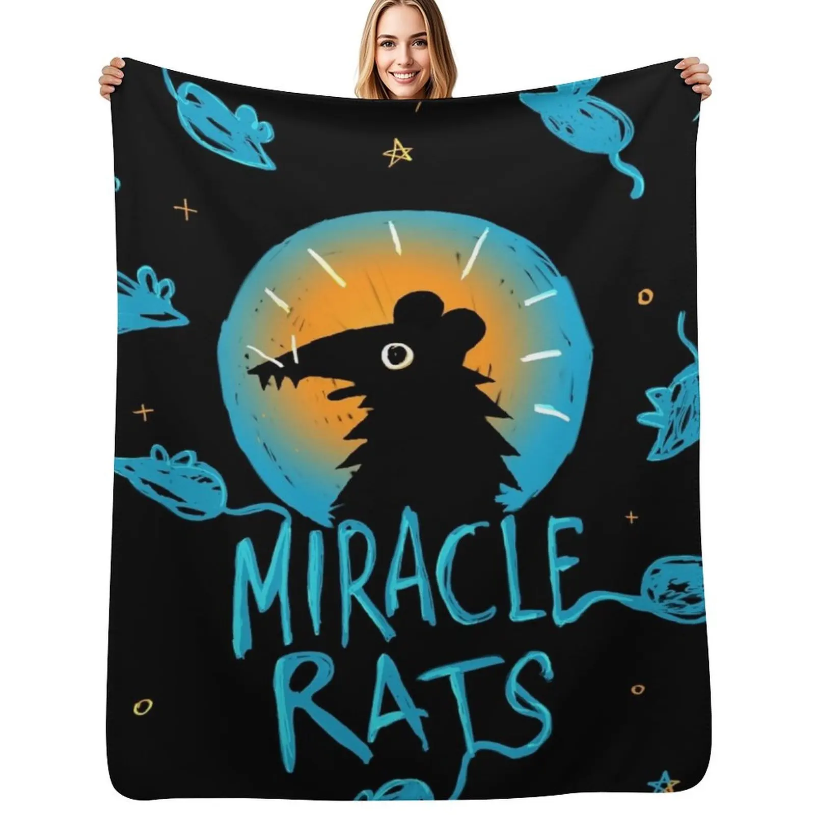 Couverture en polaire Sherpa douce et chaude pour l'hiver, motif Night In The Woods Miracle Rats