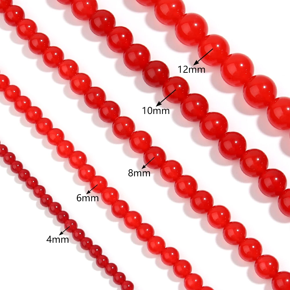 1 Strand Natural Stone Red Chalcedony Jade Beads 4/6/8/10/12mm Pick Size For Jewelry Making Round Loose Beads DIY Bracelet