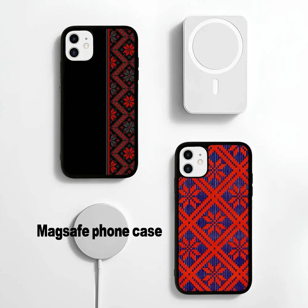 

U-Ukraine Ornament Pattern Phone Case Magnetic Case For IPhone 17 16 14 13 12 15 Pro Max Plus For Magsafe Wireless Charge Cover