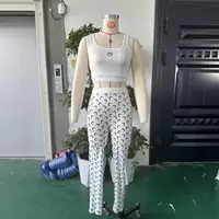 Y2K Fashion Women Two Piece Set Sexy Slim Fit Vest and Pants High Street Retro Crescent Print Matching Set 5
