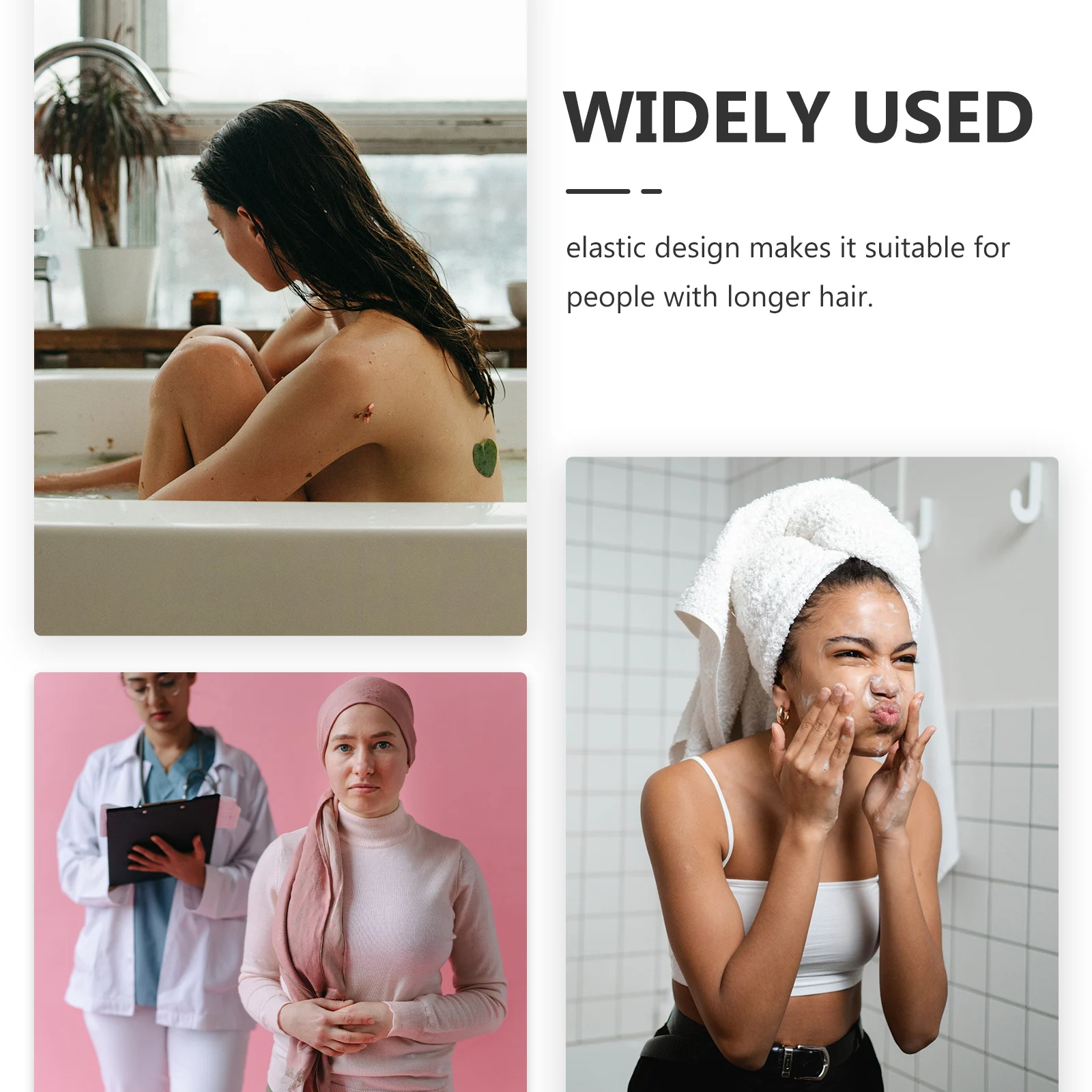 

2Pcs Breathable Bathing Caps Stylish Waterproof Shower Hats For Curly Long Hair Protection