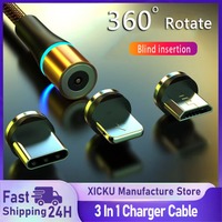 Three In One Magnetic Suction Data Cable Suitable For iPhone Huawei Xiaomi Mobile Phone Charging Cable 2A Fast Charging