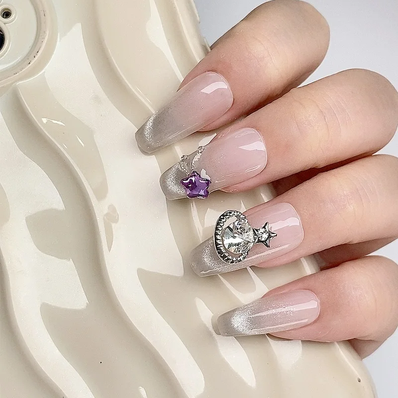 TSZS 10 unids/lote Metal pequeño planeta diamante uñas figuras encanto 3D piezas de uñas accesorios de decoración artística hogar DIY