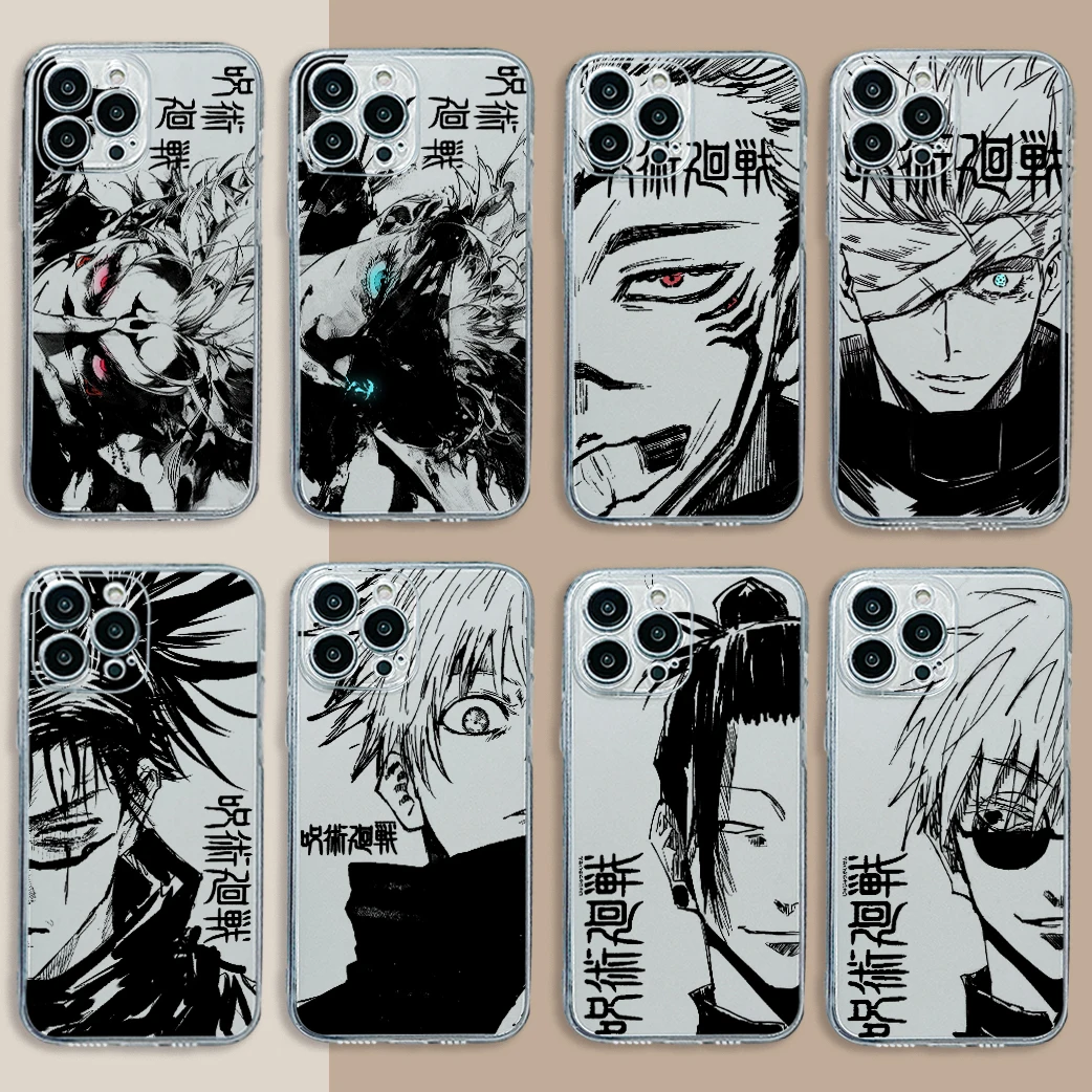 Neue 2026 Anime Jujutsu Kaisen Trendige Handyhülle für iPhone 17 16e 16 15 14 13 12 11 Air Pro Max 8 Plus Transparente Weiche Rückseite – Detail 1