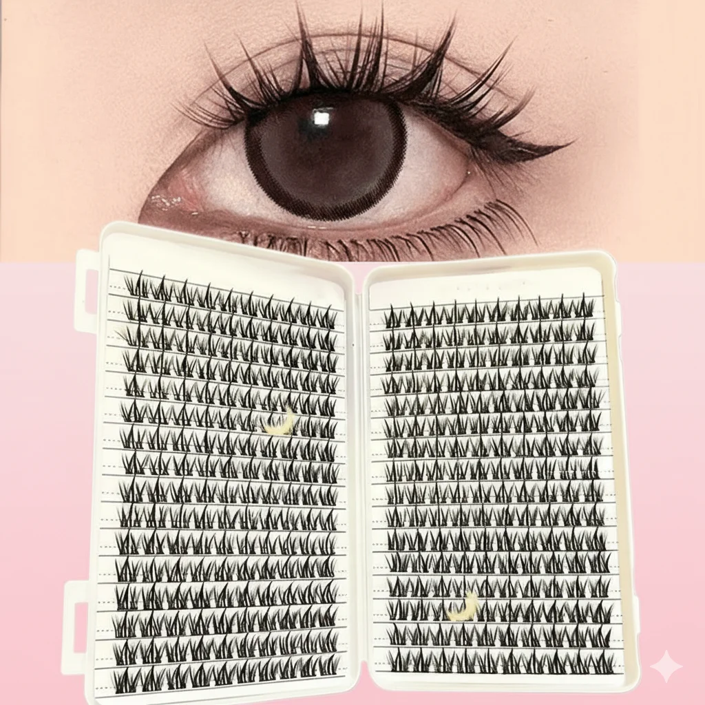 32Rows Large Capacity Glue-free False Eyelashes Natural Wispy Cluster Lashes Extension Professional Individual Cluster Grafting