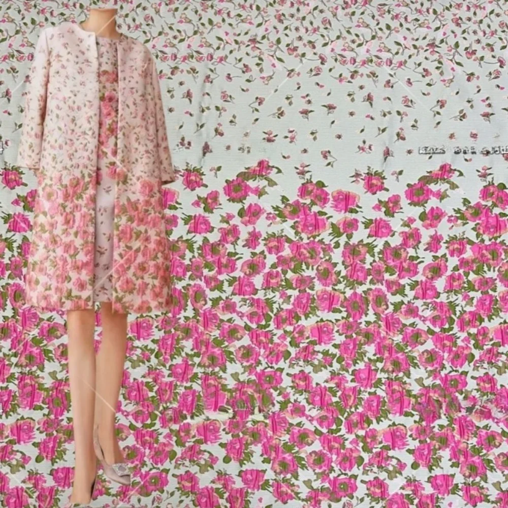 

Yarn Dried Positioning Jacquard Brocade Fabric Romantic Flower Sea Dress Windbreaker Clothing Cloth for Fashion Sewing by Meter