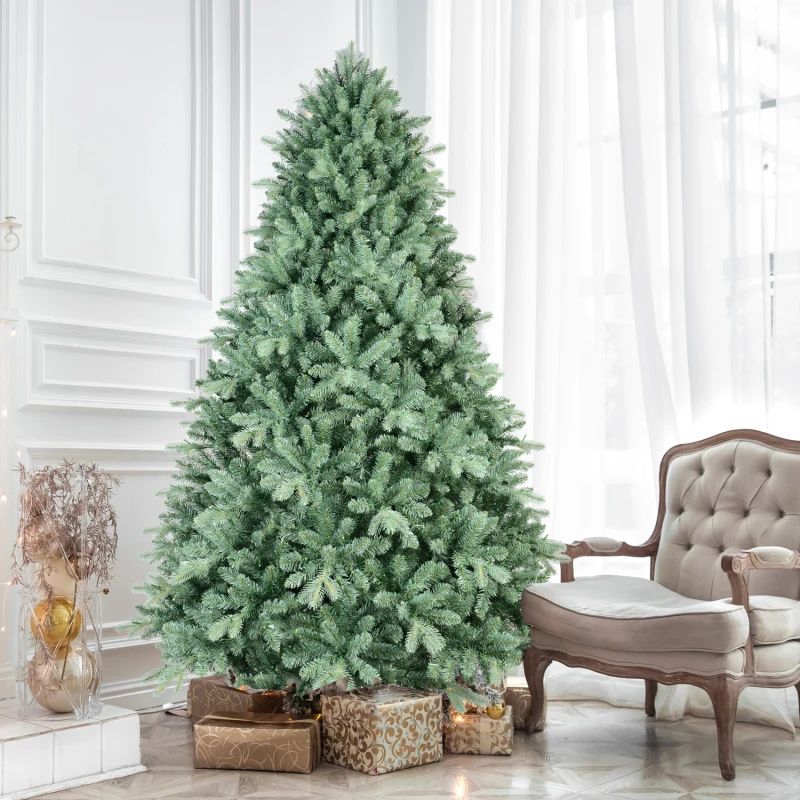 

4FT Blue-Green Tint Christmas Tree with 592 PE+PVC Tips – Unique Full-Bodied Tree with Hinged Branches, Easy Assembly, Stable Me