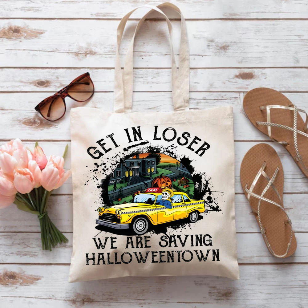 Get in Loser We Are Saving Halloween Town Tote Bags Vintage HallowenTown Est 1998 Handbag Pumpkin Halloween Town Ladies Hand Bag