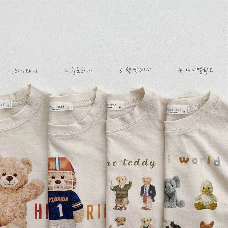 2024 Korea Style Cartoon Print Baby T-Shirts Summer Baby Clothes Top Toddler Boy T Shirt  Boys Clothes Infant Baby Tee