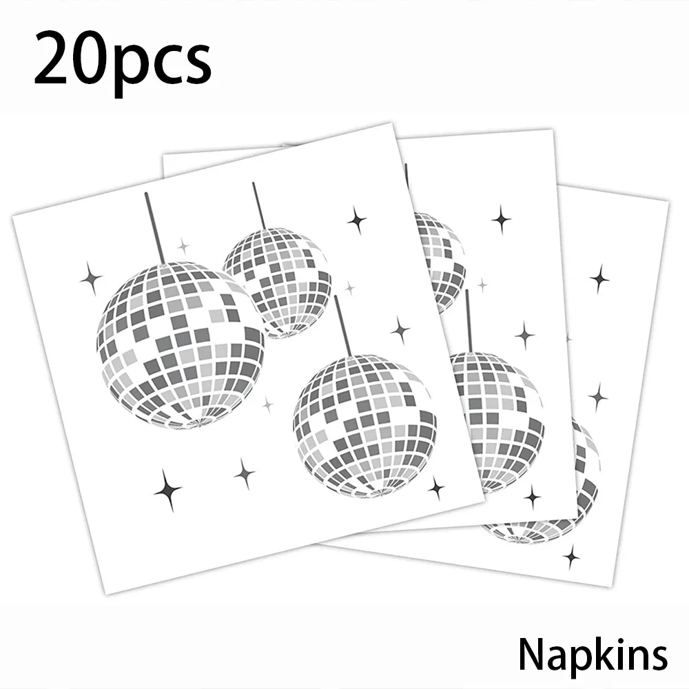 Disco Party Dekorationen 70er 80er Jahre Silber Disco Party Geschirr Disco Ball Cupcake Topper Servietten Papp teller Tassen – Detail 3