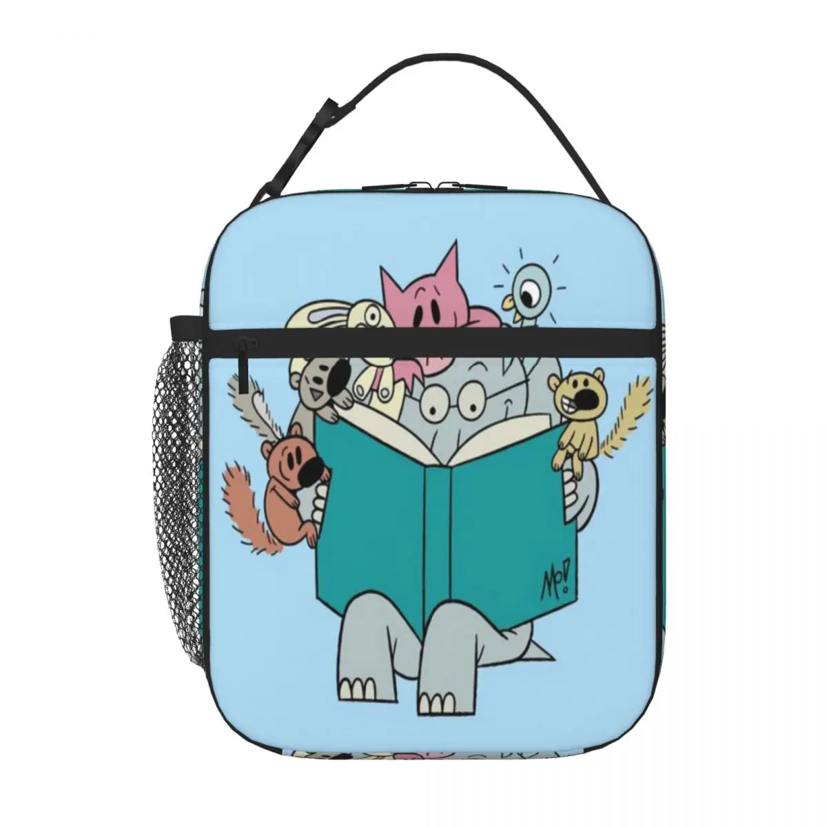 Bestselling Elephant And Piggie Reading With Friends Marble Print Lunch Carrier Gym Post-Workout Picnic Lunch Bag