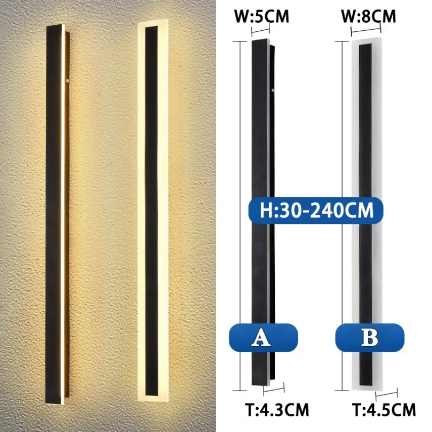 

Modern LED Strip Wall Lamp Outdoor IP65 Waterproof Aluminum Alloy Wall Lamp Porch Courtyard Garden Decorative Lighting AC85-265V