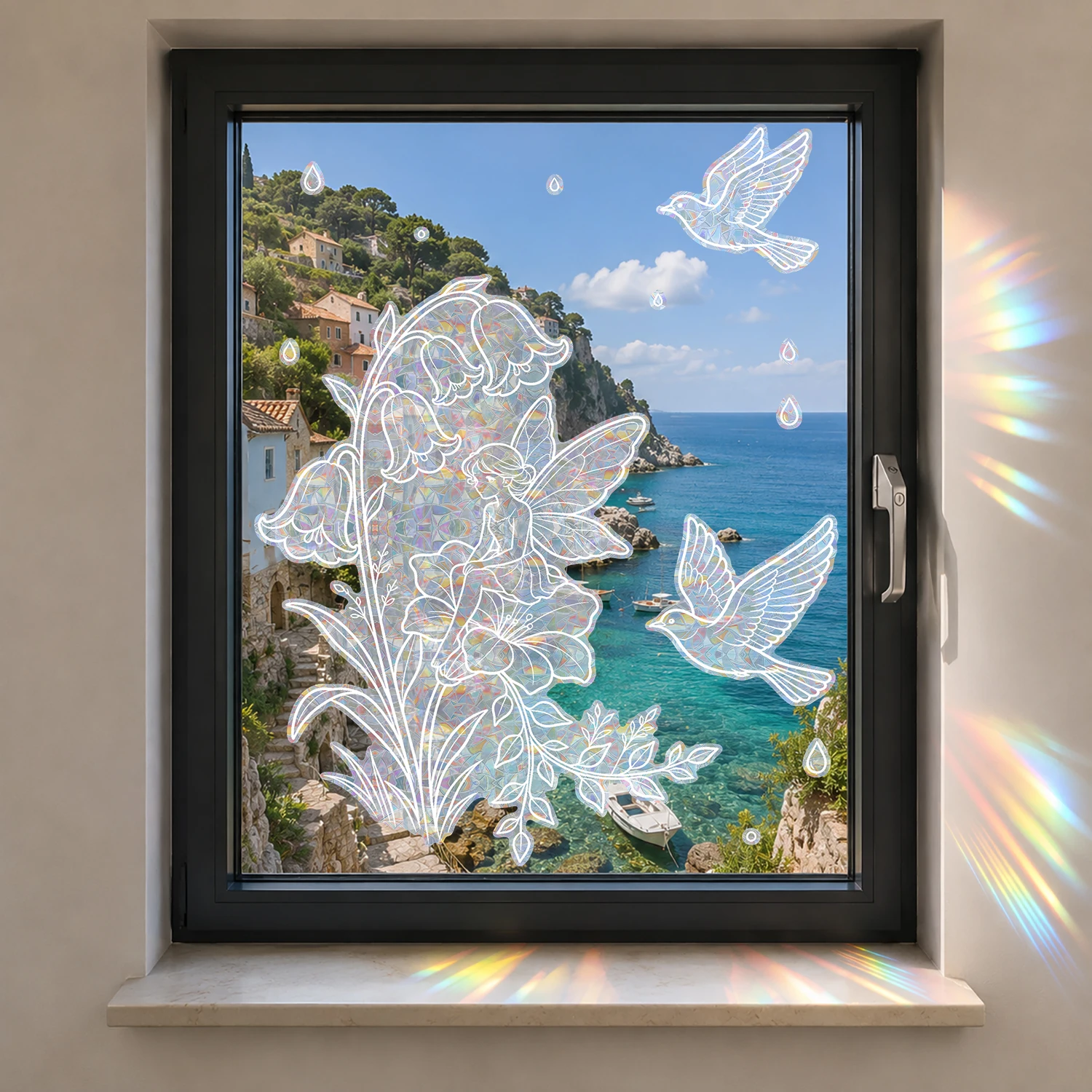 12 Styles Colorful Decor Suncatch Rainbow Window Privacy Film Sticker Glass Static Cling No Glue Protection Film Wall Sticker
