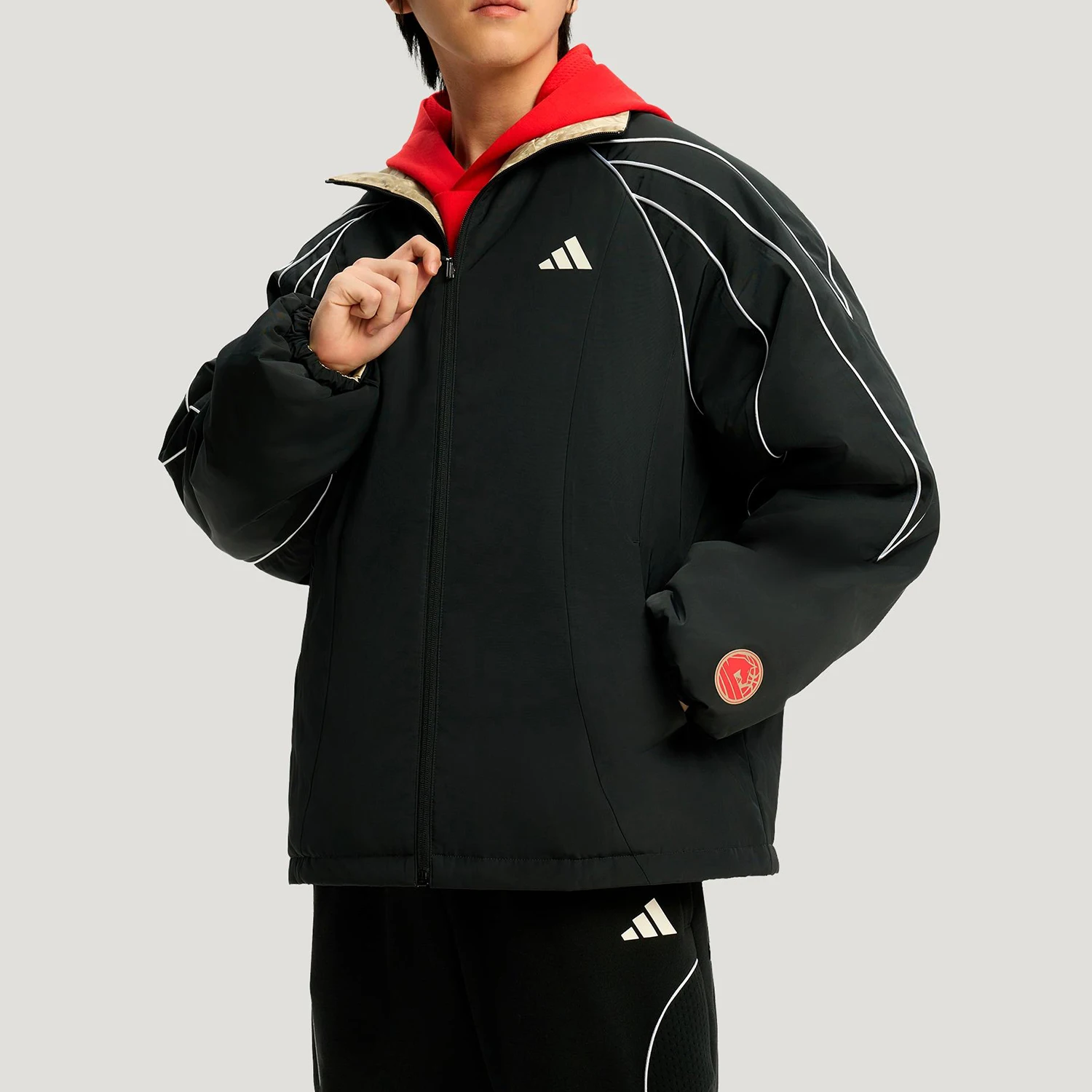 Adidas genuine winter men's standing collar double-sided basketball loose cotton jacket KT0618