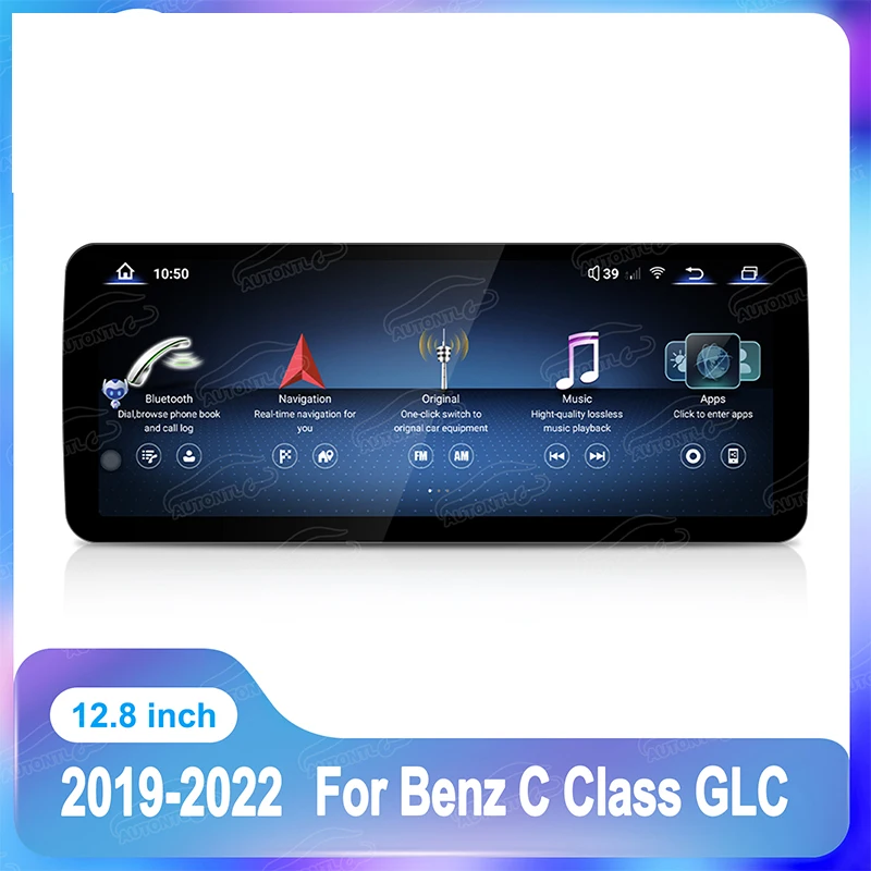 12.8 2K 2400*900 Android 13 Car Radio For Mercedes Benz C Class GLC 2019-2022 Android Auto Multimedia Player Head Unit Screen