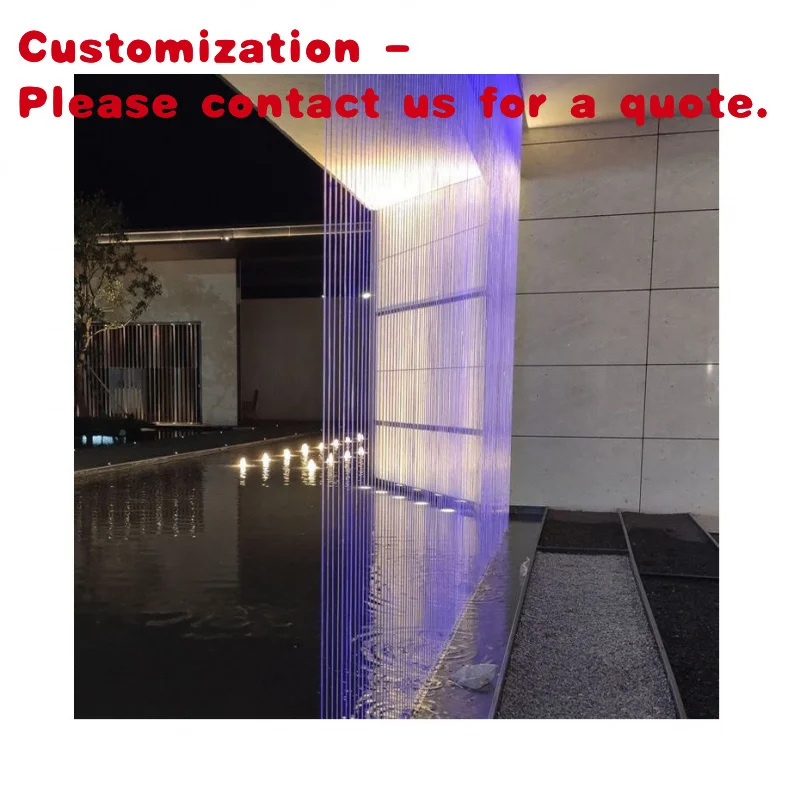 

custom.Modern Indoor Rain Curtain Wall Waterfall Fountain Stone and Stainless Steel Decoration Garden or Pond String C