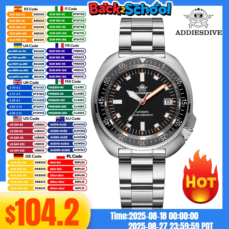 

ADDIESDIVE New Men's Luxury Watch Sapphire Glass 200m Waterproof BGW9 Blue Luminous Japan NH35A Automatic Mechanical Watches