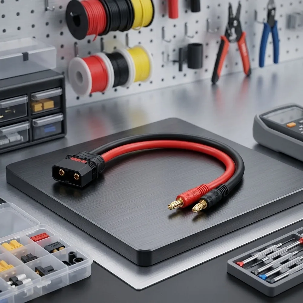 8 Inch QS8 Charging Cable with 4mm Banana Connectors 10AWG Silicone Material for Lab Equipment and Measurement Tools