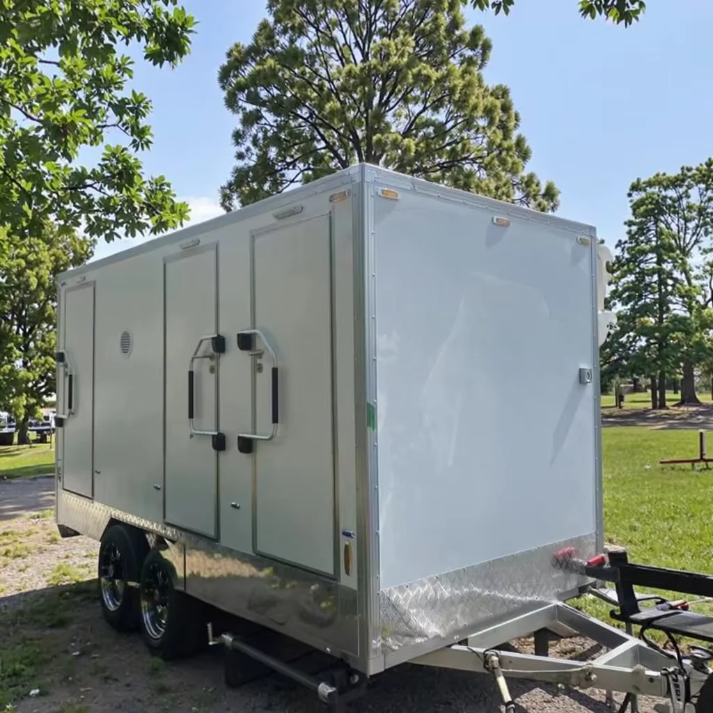 Luxury Mobile Toilet Shower Room Portable Restroom Trailer With Outdoor Washroom Steel Camper Toilet Trailer