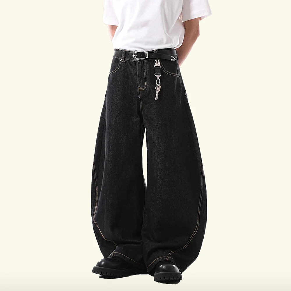 

Mens Jeans Deconstructed Oblique Pocket Casual Pants Streetwear Hip-Hop American Retro Wide-Leg Pants Men'S Clothing 2025 New