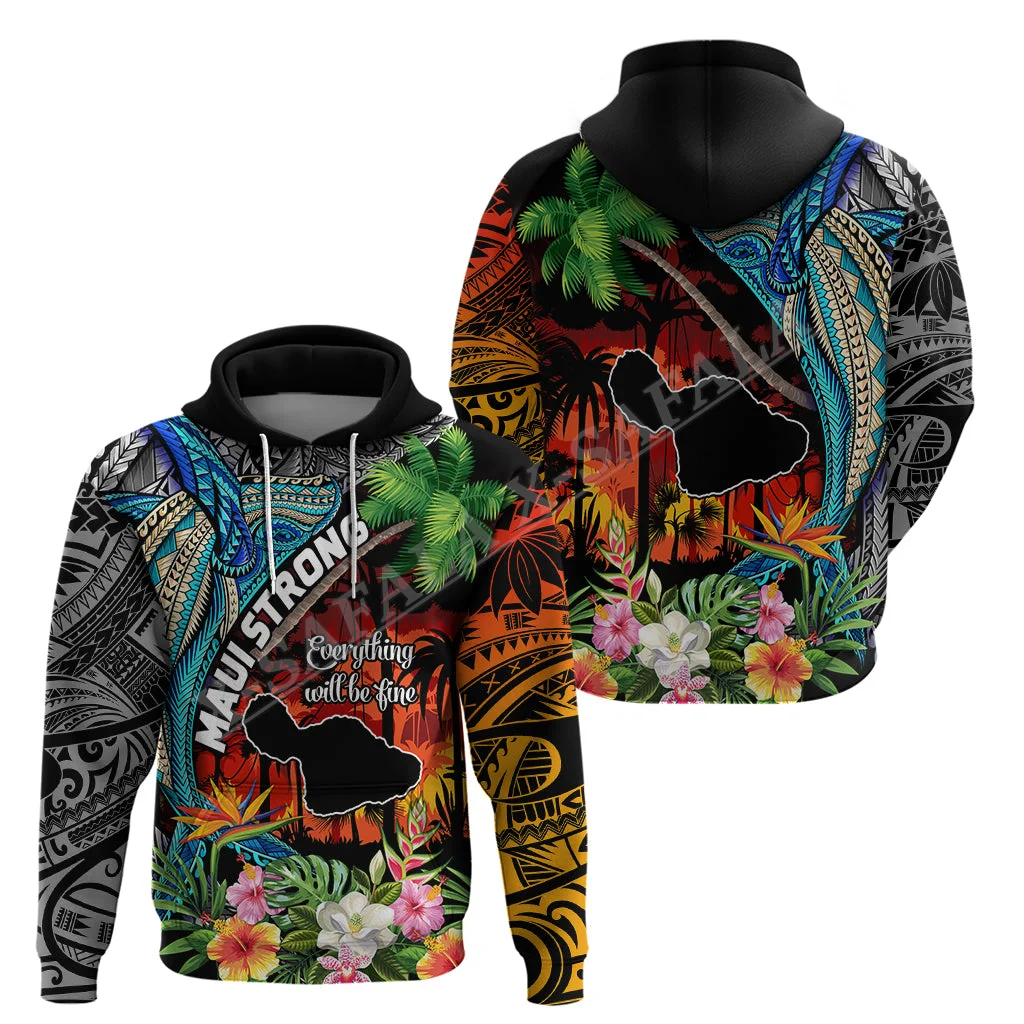 Hawaii Strong Maui Wildfire Puletasi Pray Lahaina 3D Print Zipper Hoodie Men Pullover Sweatshirt Tracksuit Outwear Casual-1