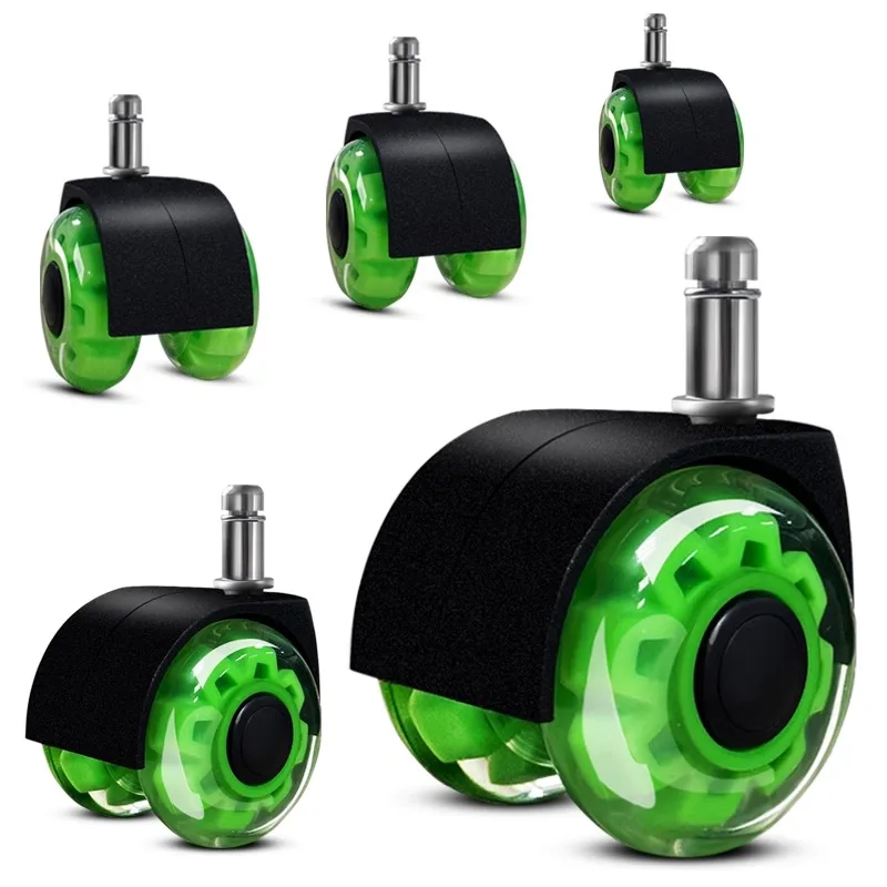 5 Pcs 2-Inch Smooth & Quiet Dual Wheel Casters Clear Swivel Rollers for Office and Gaming Chairs