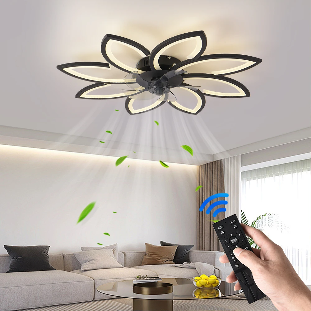 Blütenblätter LED Deckenleuchte Deckenventilatoren mit Licht Schlafzimmer Esstisch Ventilator Lampe Ventilator Fernbedienung Leuchte