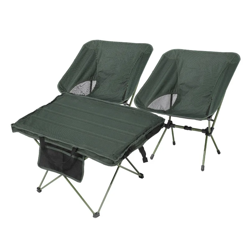 Outdoor Camping Folding Table and Chair 3-Piece Set, Portable Foldable Storage Aluminum Alloy Gear, Picnic Cha