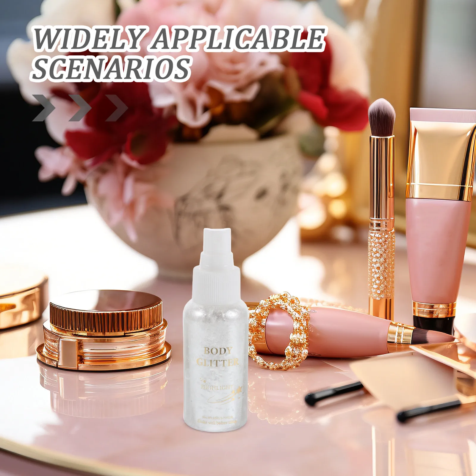 Spray Corpo Scintillante con Glitter Argento per Viso, Capelli e Tessuti, Leggero, ad Asciugatura Rapida, Effetto Luminoso, Ideale per Concerti e Serate