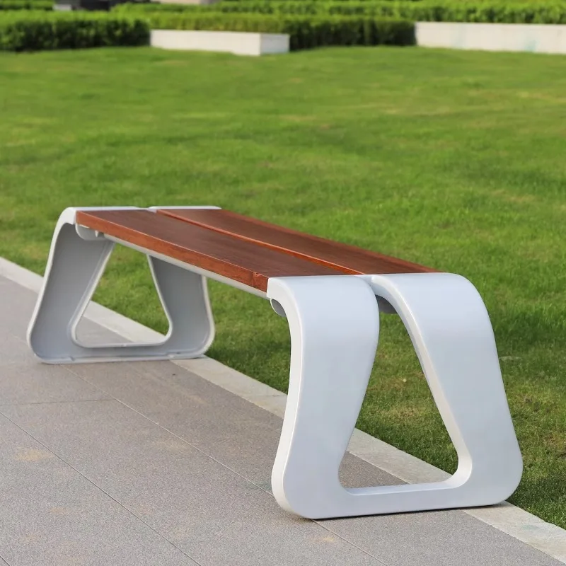 

Custom park bench Outdoor bench Internet celebrity landscape cast aluminum public seat Garden pineapple grid solid wood outdoor