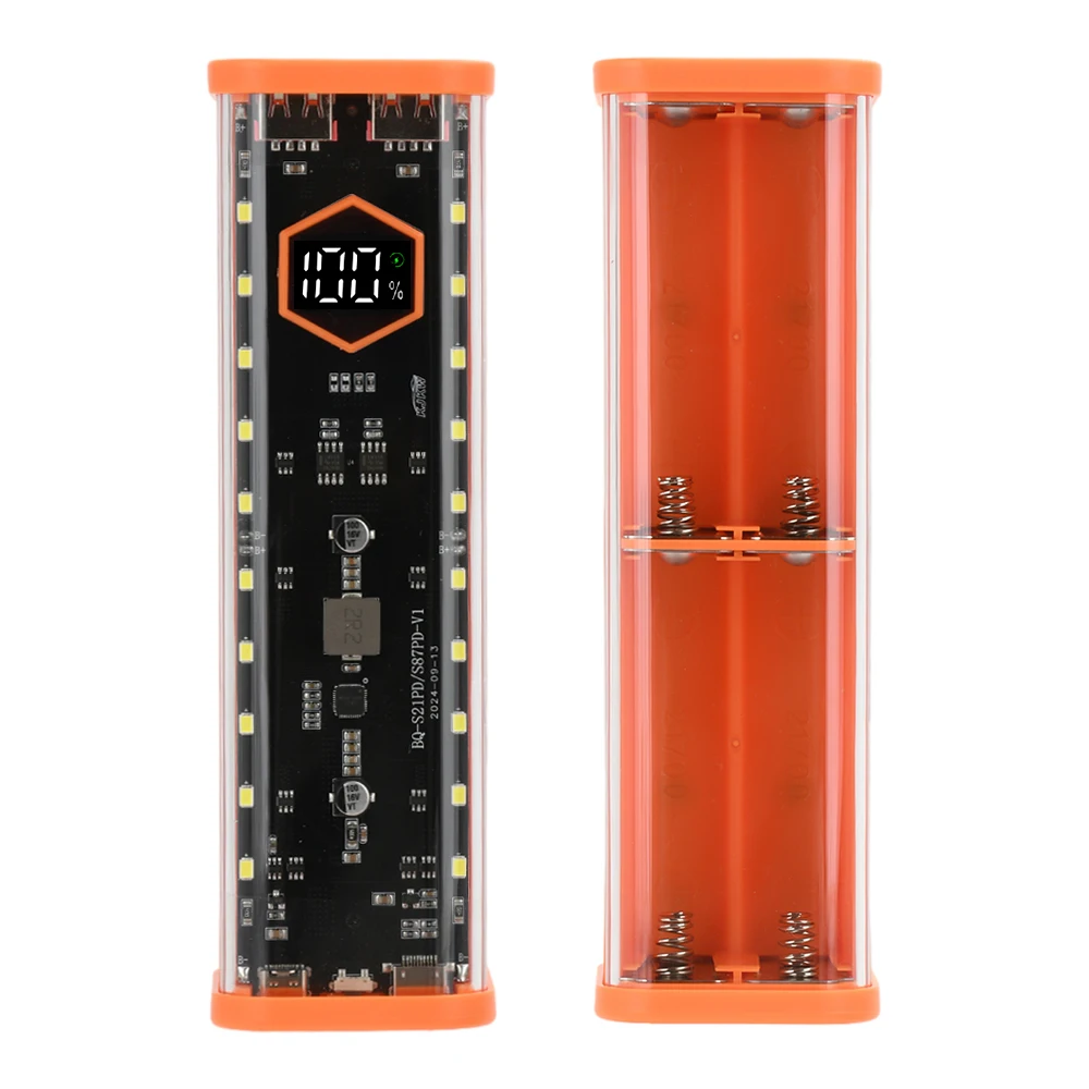 Scatola di immagazzinaggio batteria 8 x 21700 Custodia per banca di potere fai-da-te Display digitale Caricatore rapido doppio USB Custodia per batteria con interfaccia di tipo C