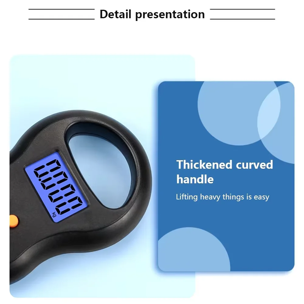 ميزان إلكتروني 50 كجم 10 جرام مقياس معلق LCD المطبخ الرقمي الخلفية أوزان الصيد مقياس الجيب موازين أمتعة السفر