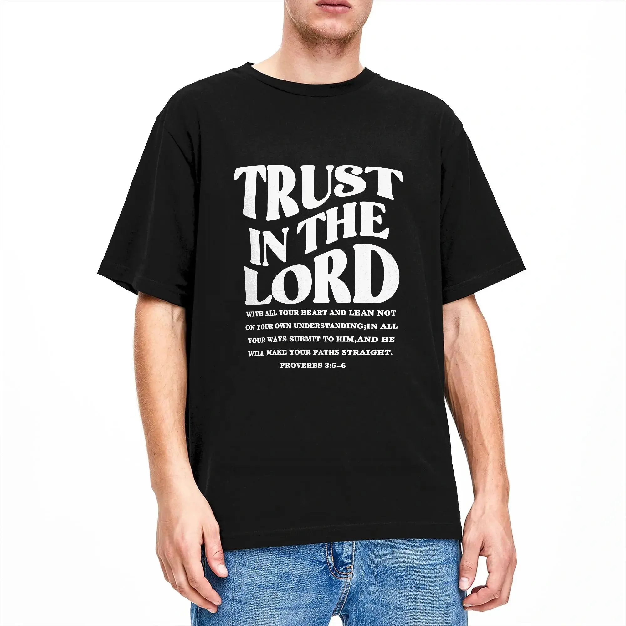 Trust in the lord T-Shirt Summer  Cotton T-Shirts For Men Hippie Casual Tee Shirt Short Sleeve Vintage Clothes