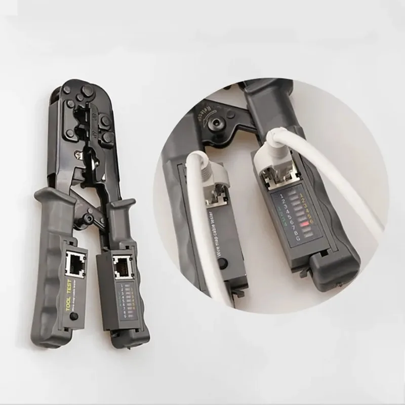 Multifunctional RJ45 Network Cable Crimper 8P 6P 4P Three-Purpose Tester Ratchet Tool Squeeze Crimping Wire Network Pliers