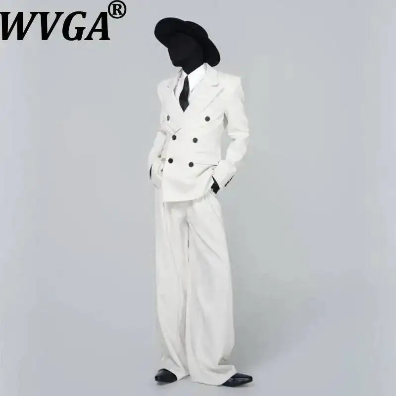WVGA Spring Autumn New Men Slim-Fit Blazer High-End Elegant Floor-Length Pants Structured Shoulder Pads Two-Piece Set Ins W25585