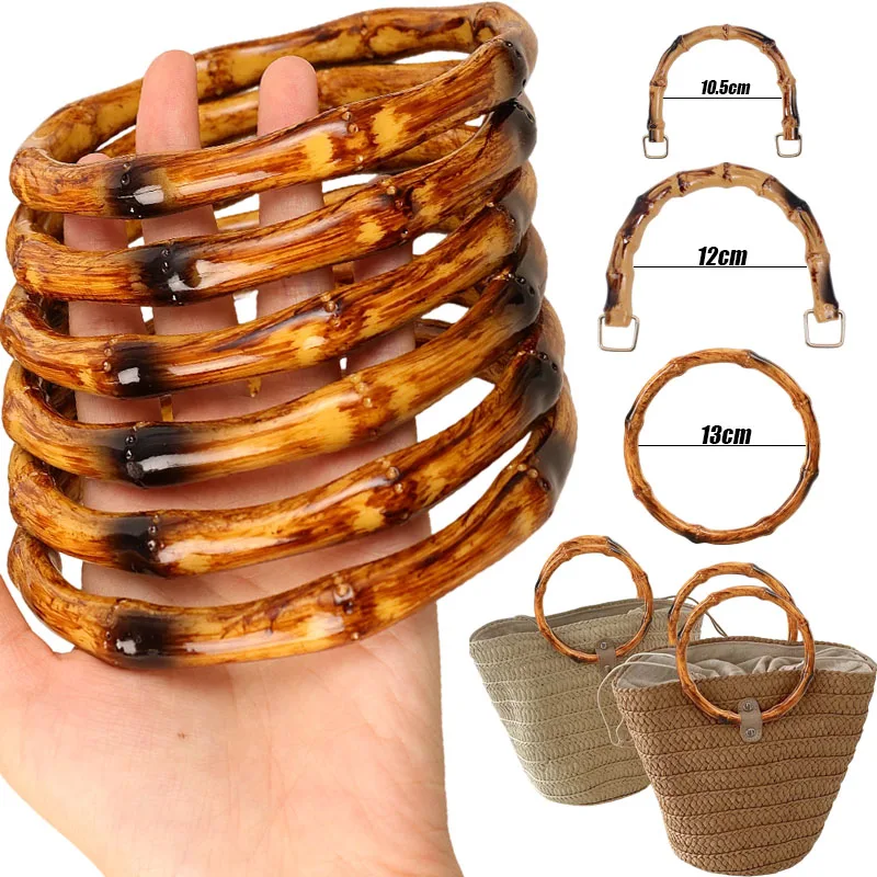 

2 шт., сделай сам, бамбуковая сумка с круглой ручкой, аксессуар, пластиковая полукруглая сумка, сменная ручка, ремесленный декор, аксессуары для изготовления сумок