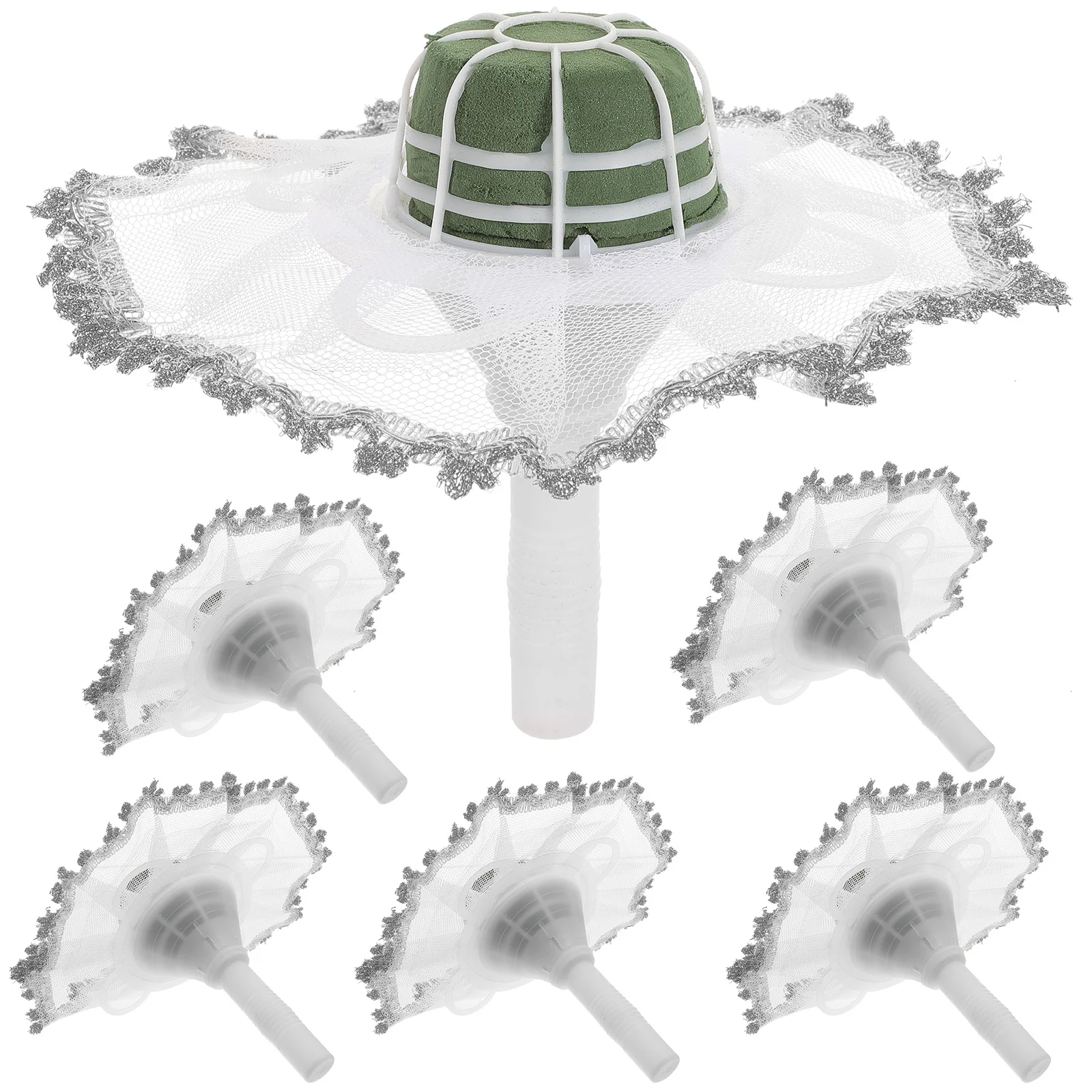 

6Set Bridal Bouquet Holders Lace Collar DIY Wedding Floral Handle Decor Bridal Bouquets Handle Bouquet Holders