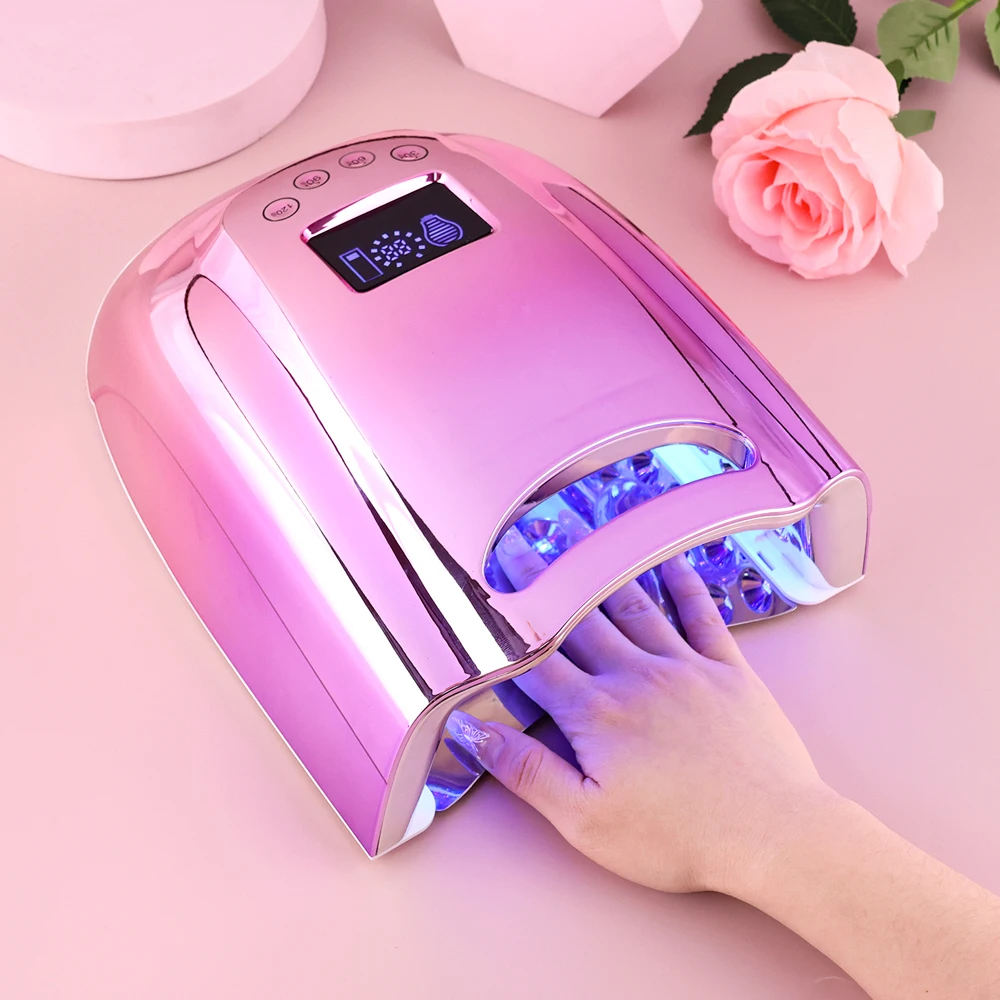 UV LEDネイルドライヤーランプ,コードレス,充電式バッテリー,強力,プロ用,128W