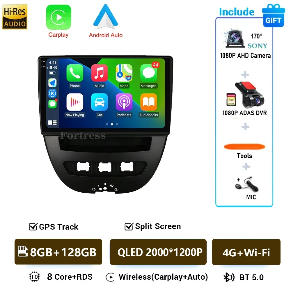 Android 16 2 Din Auto Multimedia Speler Voor Peugeot 107 Toyota Aygo Citroen C1 2005-2014 Head Unit Stereo GPS navigatie BT WIFI