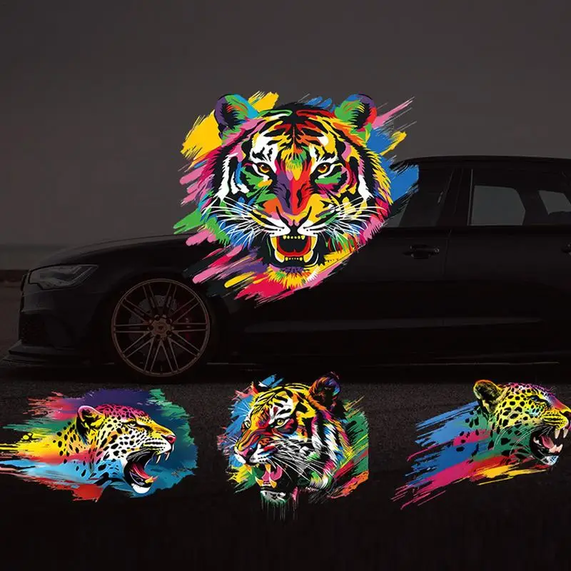 Cool Tiger Sticker Waterproof Car Window Stickers Colorful Animal Head Sticker Car Styling Sticker Motorcycle Sticker Decal For