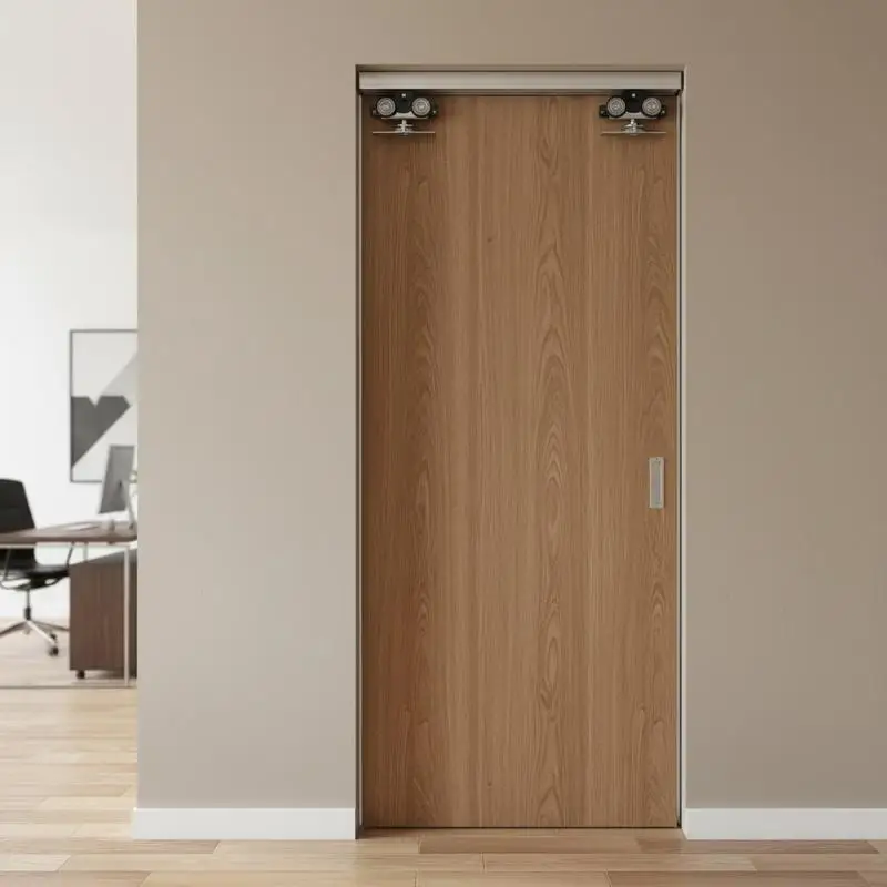 

Free Shipping-Concealed Sliding Entryway Rail System 5.73 ft For Residential Home Office Apartment, Heavy Duty Load Capacity Smooth Operation 24"-36" Wide Single Door Aluminum Alloy Track Soft Closing Mechanism Adjustable Hangers