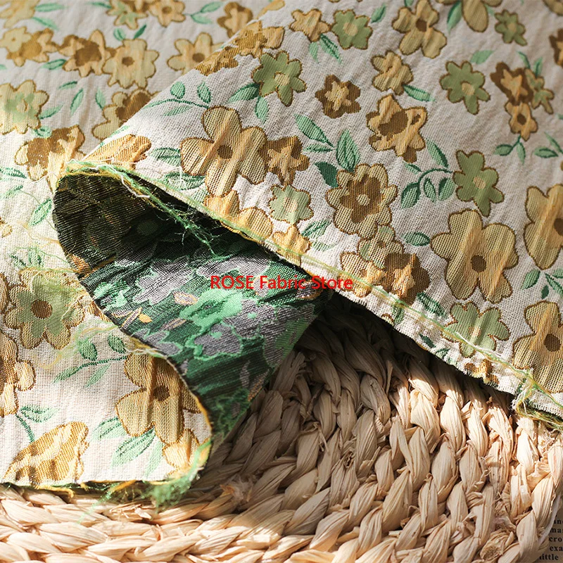 1 meter Retro Wrinkled Texture Small Floral Jacquard Fabric Polyester Cotton Dress Bag Decorative Sewing Fabric