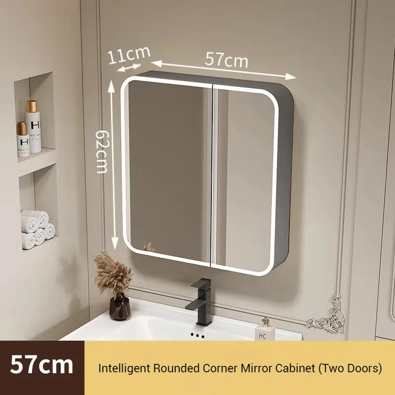 الفضاء الألومنيوم خزائن الحمام الذكية الحائط الشمال متعددة الوظائف مرآة خزائن رفوف ديكور أثاث المنزل #3