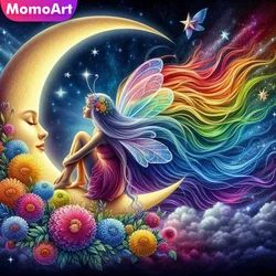 Momoart Diamond Painting Sale Girl Portrait Full Square Round Woman Diamond Mosaic Moon Landscape Embroidery Home Decor