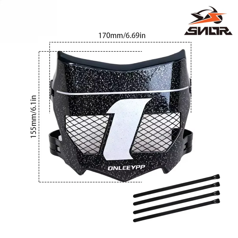 SNOR Black Vented Front License Plate Fairing Protector Kit With Sticker For Talaria Sting 79BIKE Sur‑Ron Light Bee Jiaolong