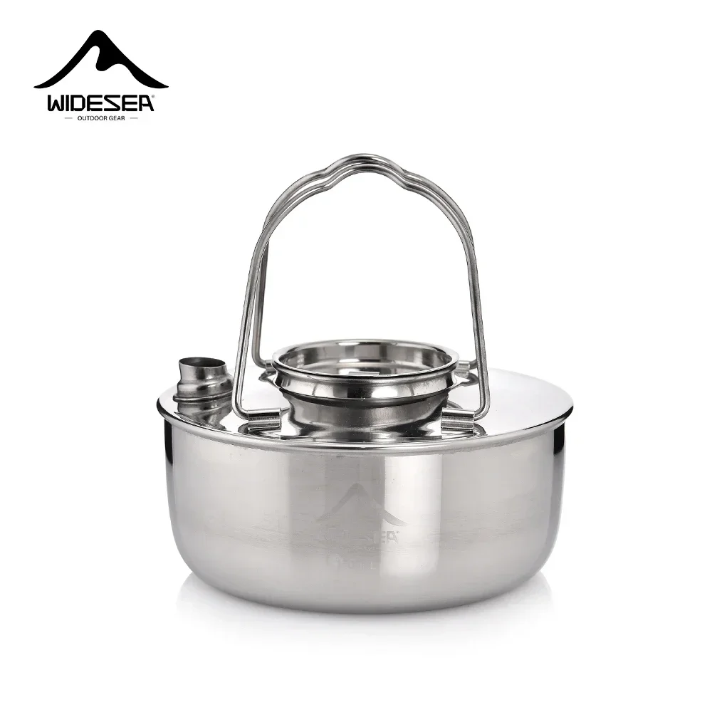 

Widesea Camping Outdoor 1.7L SS304 Stainless Kettle Steel Short Hole Design Portable Cookware Travel Essentials Coffee Cooking