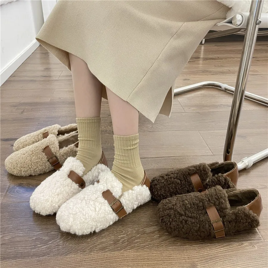 Winter Shoes Women Round Toe Slip-on Female Footwear Loafers Fur Casual Sneaker Autumn Modis Slip on Dress Moccasin New Fall
