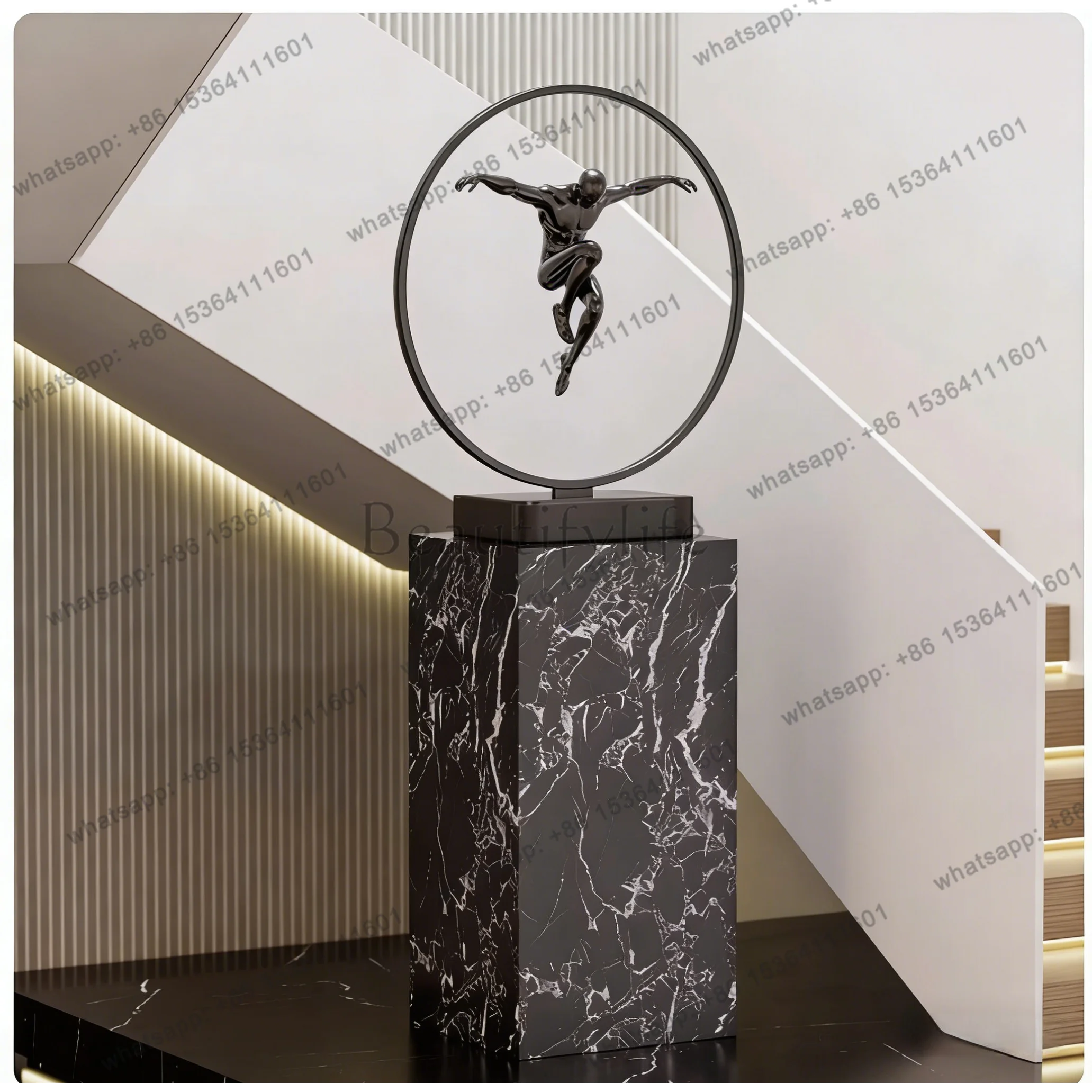 PG Floating Art, Figure-Standing Ornaments, Sales Office Entrance Hall Staircase Corner, Hotel Lobby Sculpture Ornament