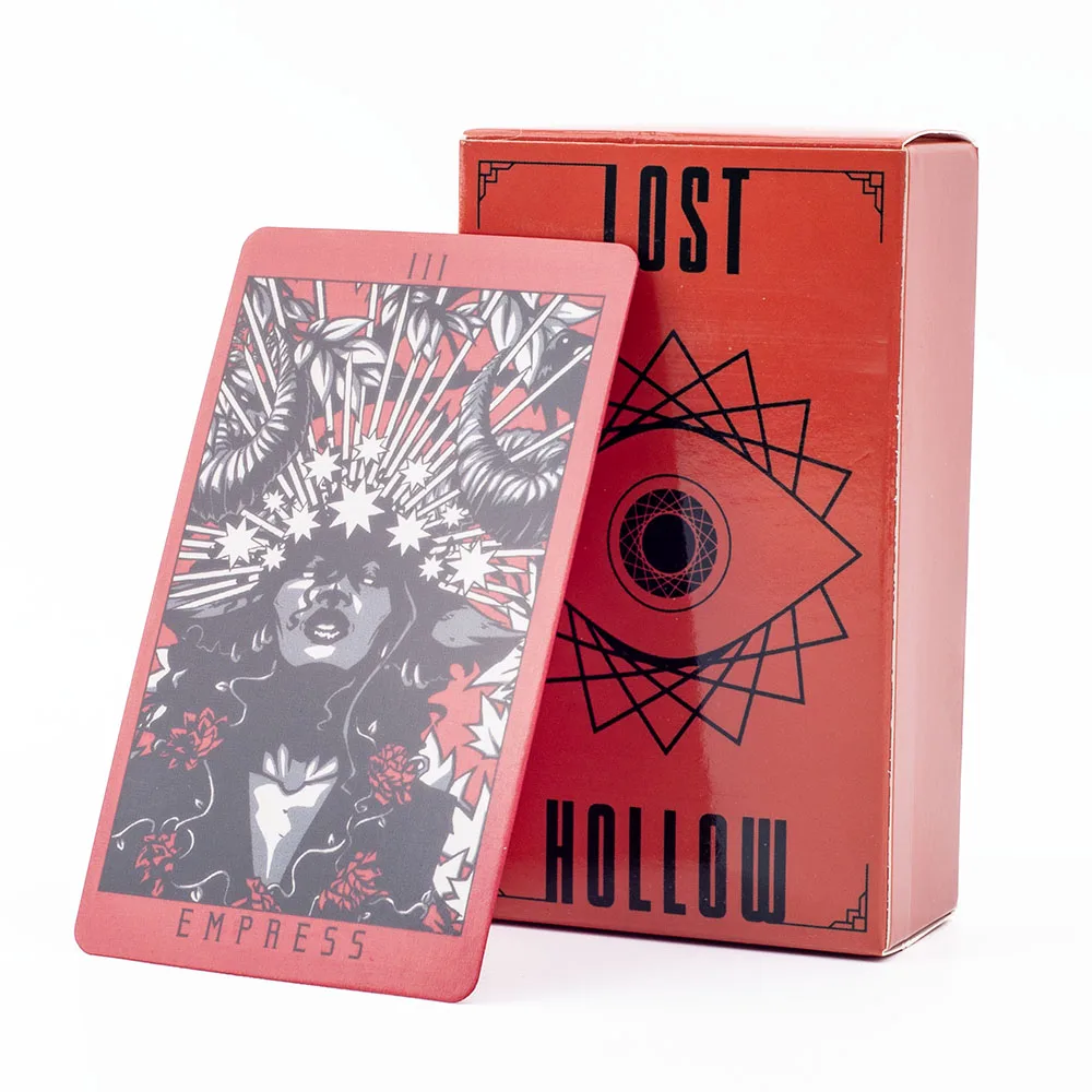 Lost Hollow Tarot 80-Card Board Game with Guidebook Red Gilded Edges Ideal for Family Parties Size 10.3x6cm