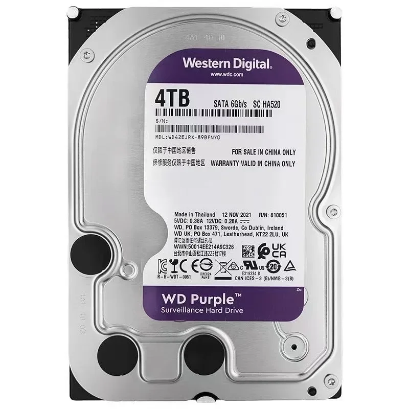 Western Digital WD Purple, 1 ТБ, 2 ТБ 4 ТБ, 6 Тб, 8 ТБ, 3,5 дюйма, жесткий диск, SATA 6,0 Гб/с, диск для камеры видеонаблюдения, AHD, DVR, IP, NVR